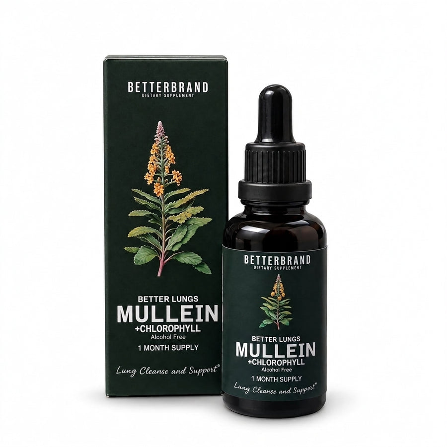 Mullein Detox Pulmonar BetterBrand: envase de frente sobre fondo blanco