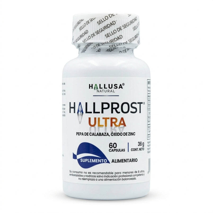 Hallprost Ultra: envase de frente sobre fondo blanco