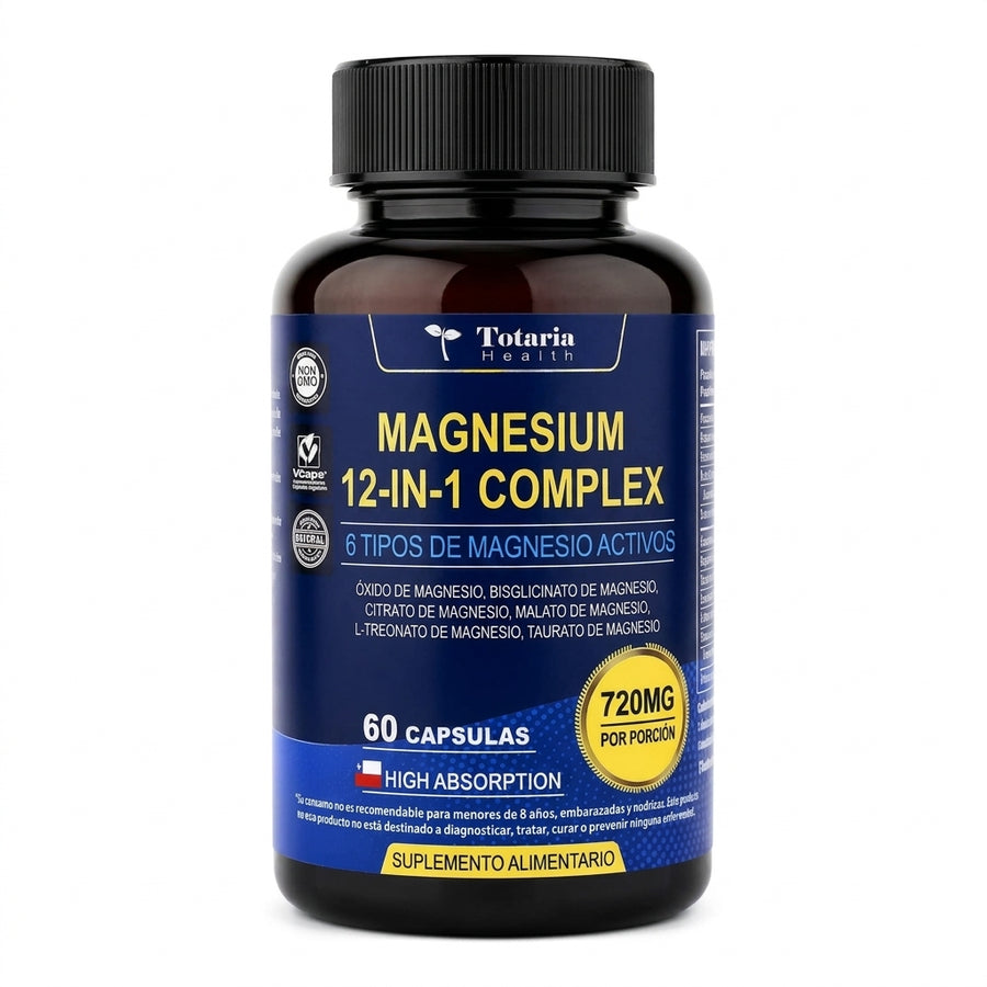Magnesium 12-in-1 Complex: envase de frente sobre fondo blanco