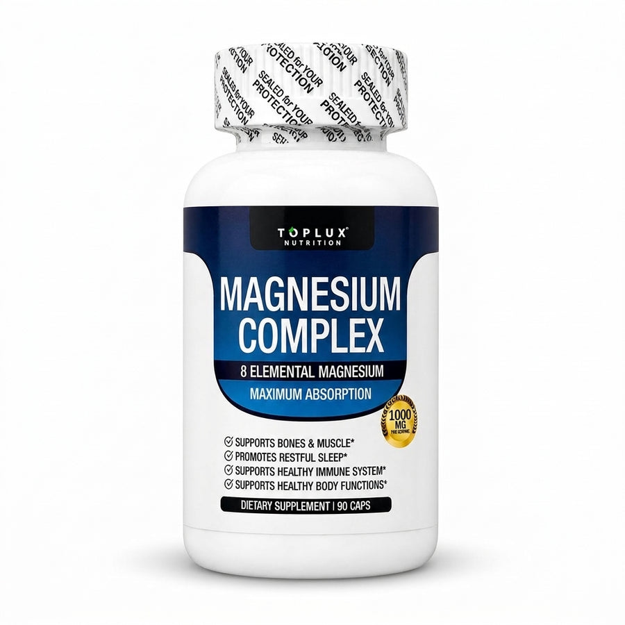 Magnesium Complex 90 cápsulas: envase de frente sobre fondo blanco