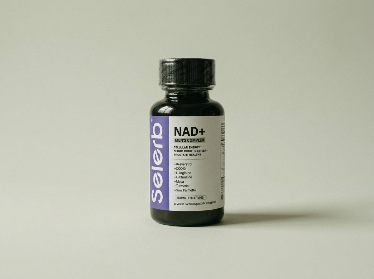 Selerb NAD+ Men's: envase sobre fondo verde grisáceo claro